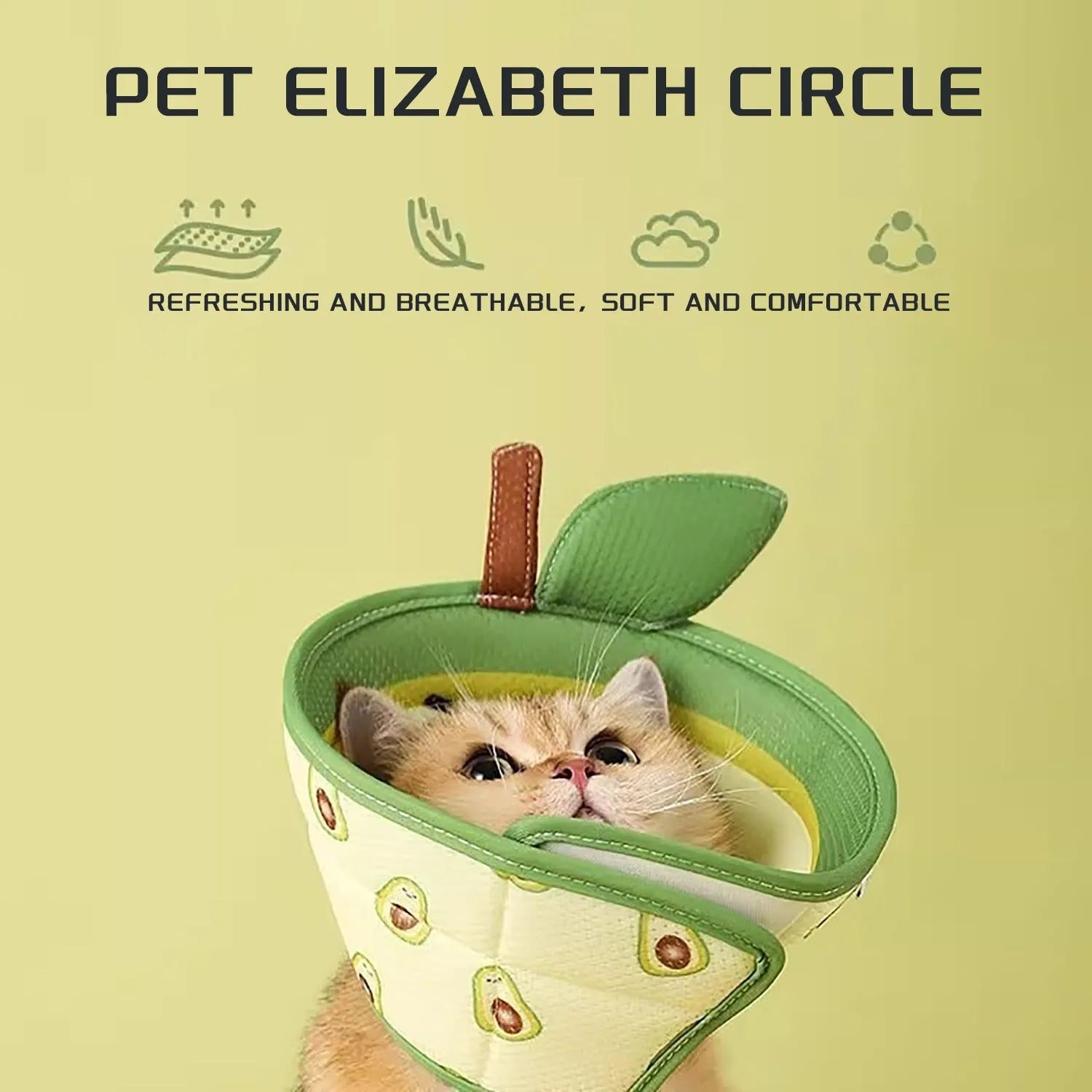 Soft EPE cat recovery collar with adjustable strap in three sizes