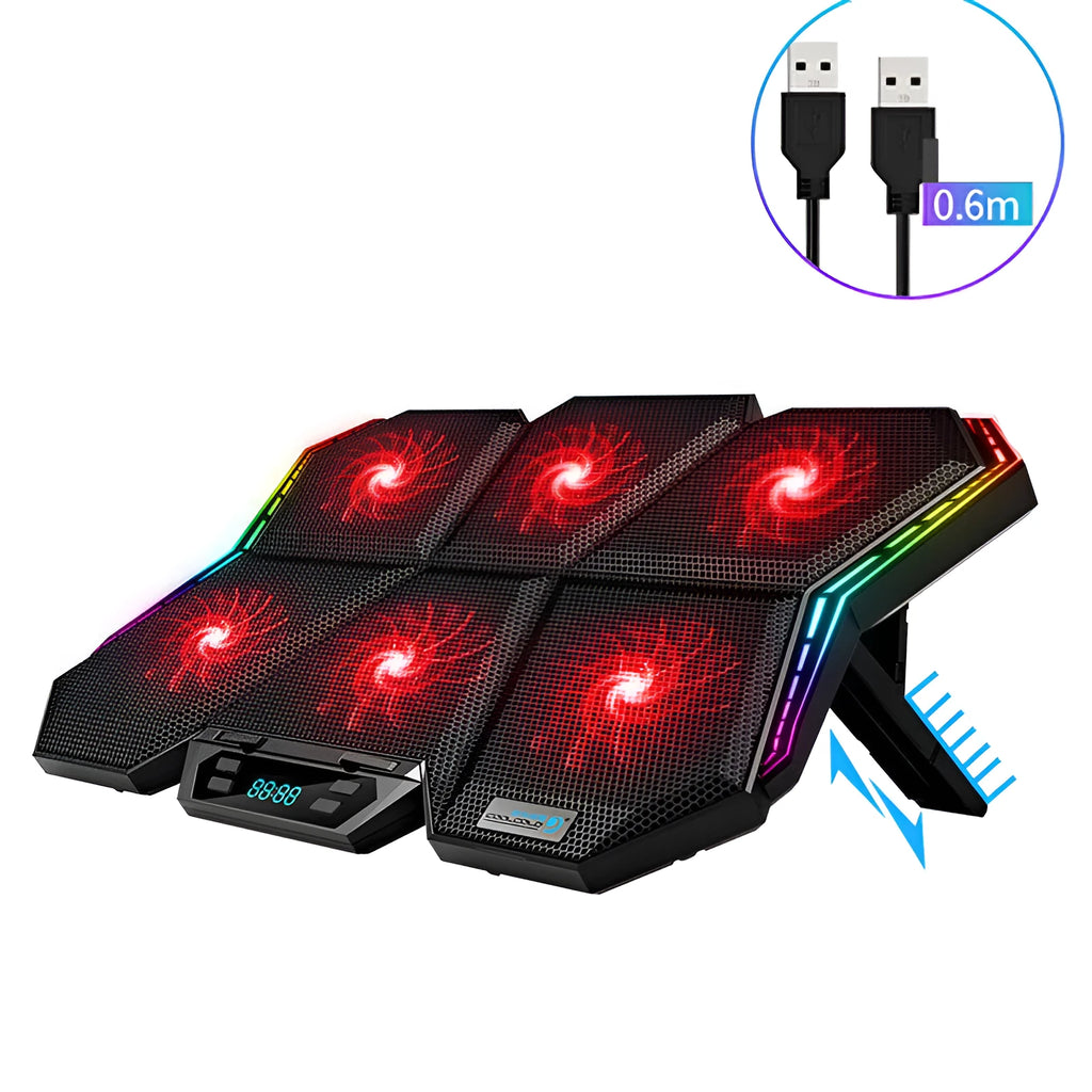 Ice Magic 6 notebook radiator with six cooling fans and USB cable