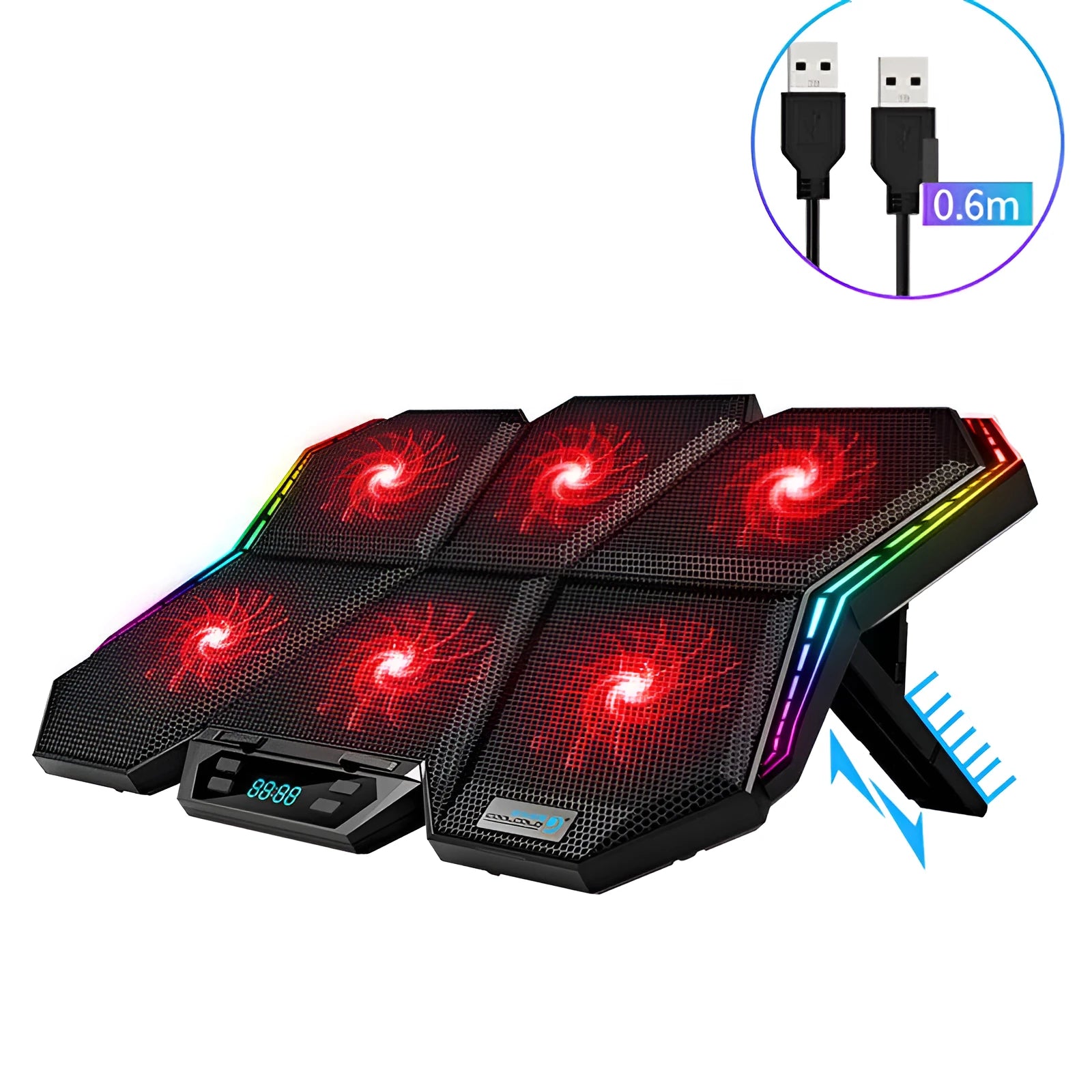 Ice Magic 6 notebook radiator with six cooling fans and USB cable
