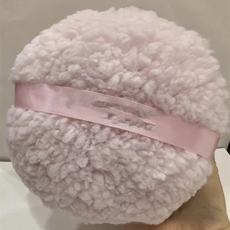 Oversized rectangular plush powder puff for dry makeup application in white colour