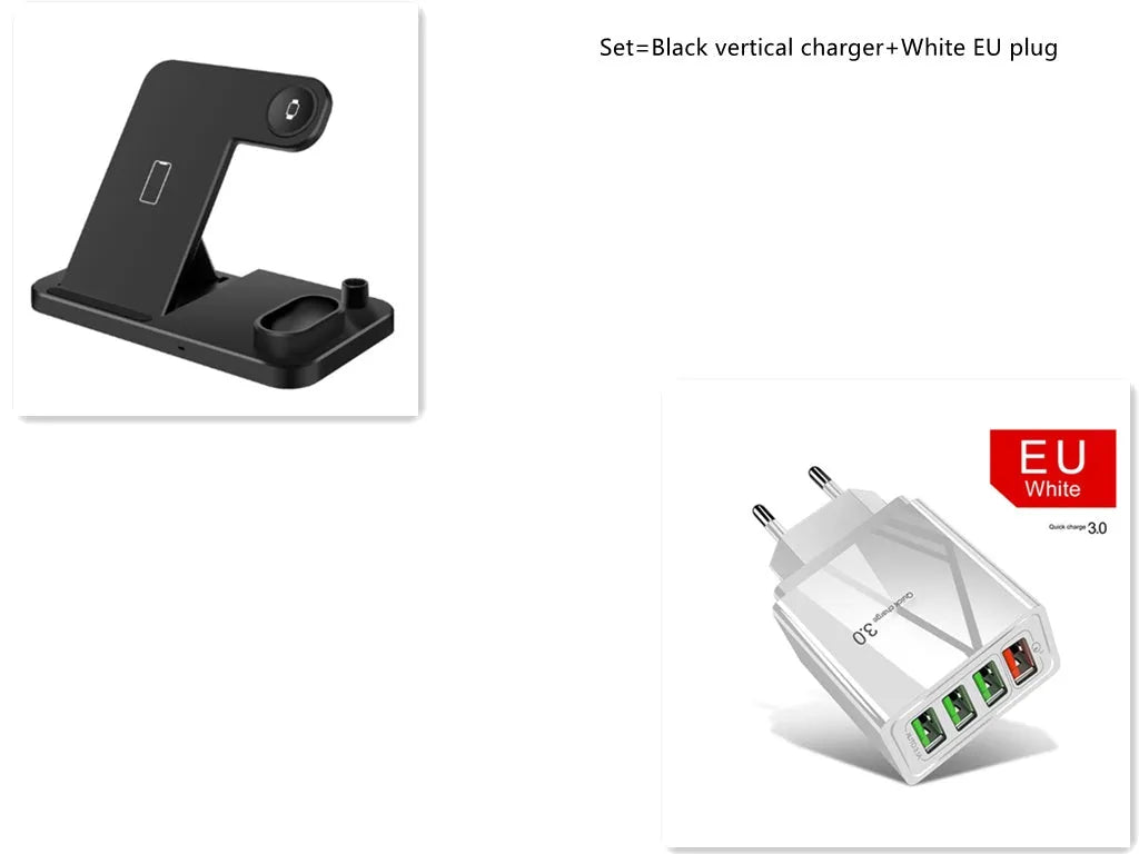 4-in-1 wireless charging station with adjustable magnetic stand for phone and Apple Watch