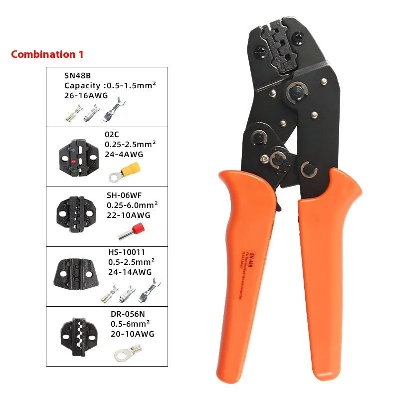 SN-48B portable crimping pliers combination set with high carbon steel construction for terminal and cable crimping