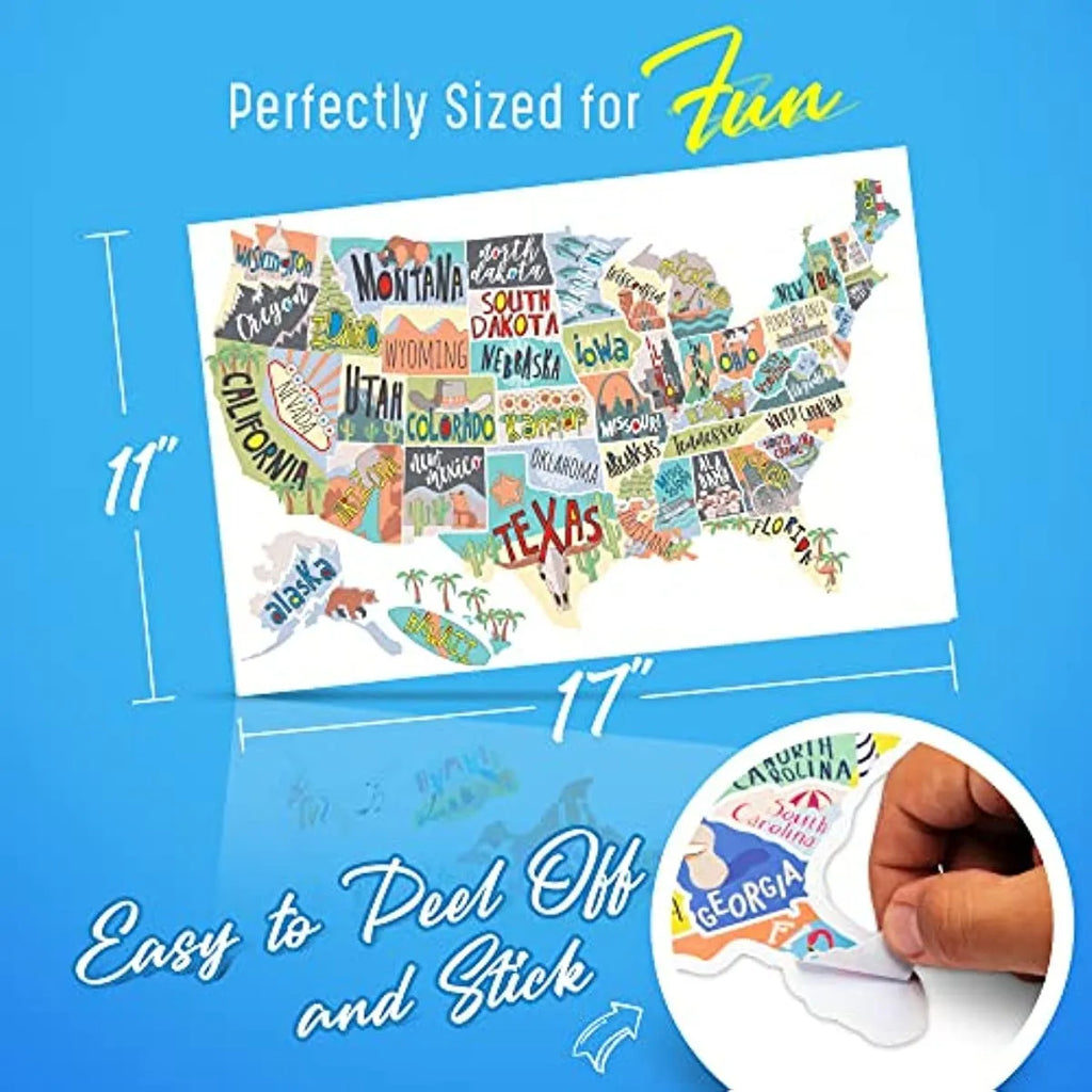 Travel-themed world map car body sticker set with vinyl lettering on white background decal