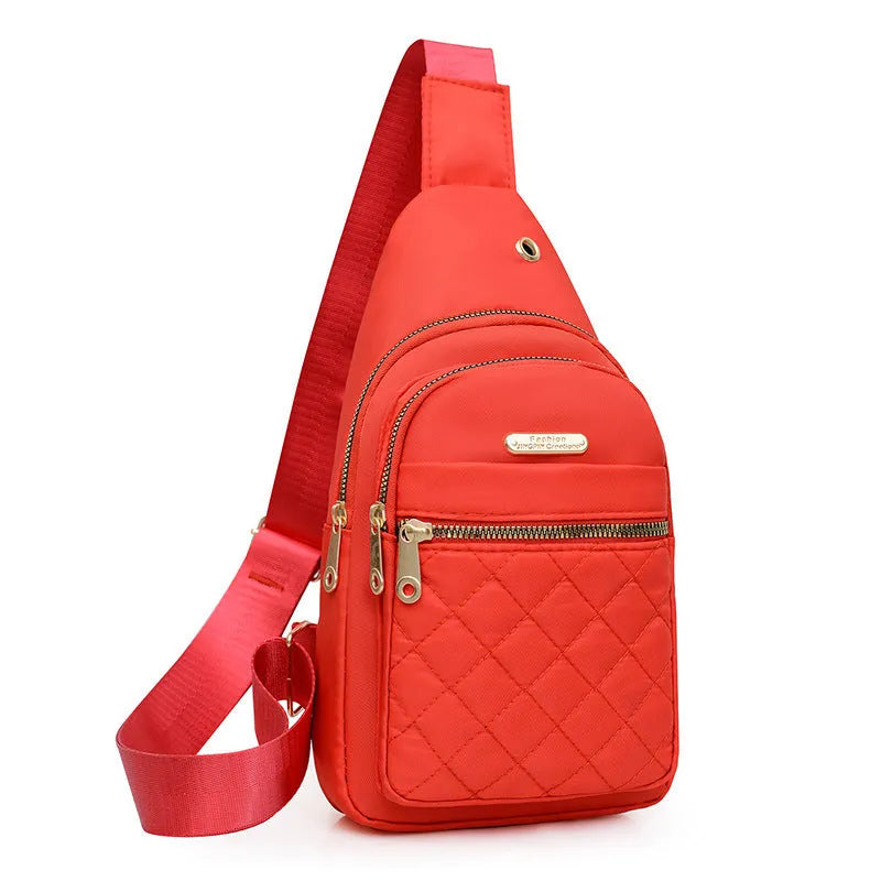 New crossbody sports chest bag in Oxford cloth with plaid design, multiple colours available for daily use.