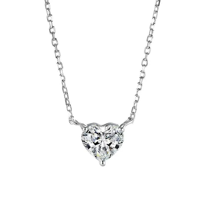 Women's silver heart necklace with simple pendant on chain