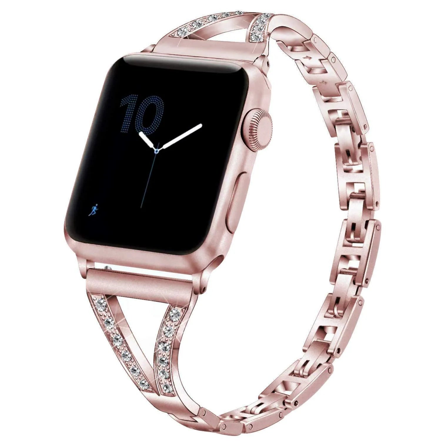 Zinc alloy herringbone diamond watch strap in silver for Apple Watch 40mm