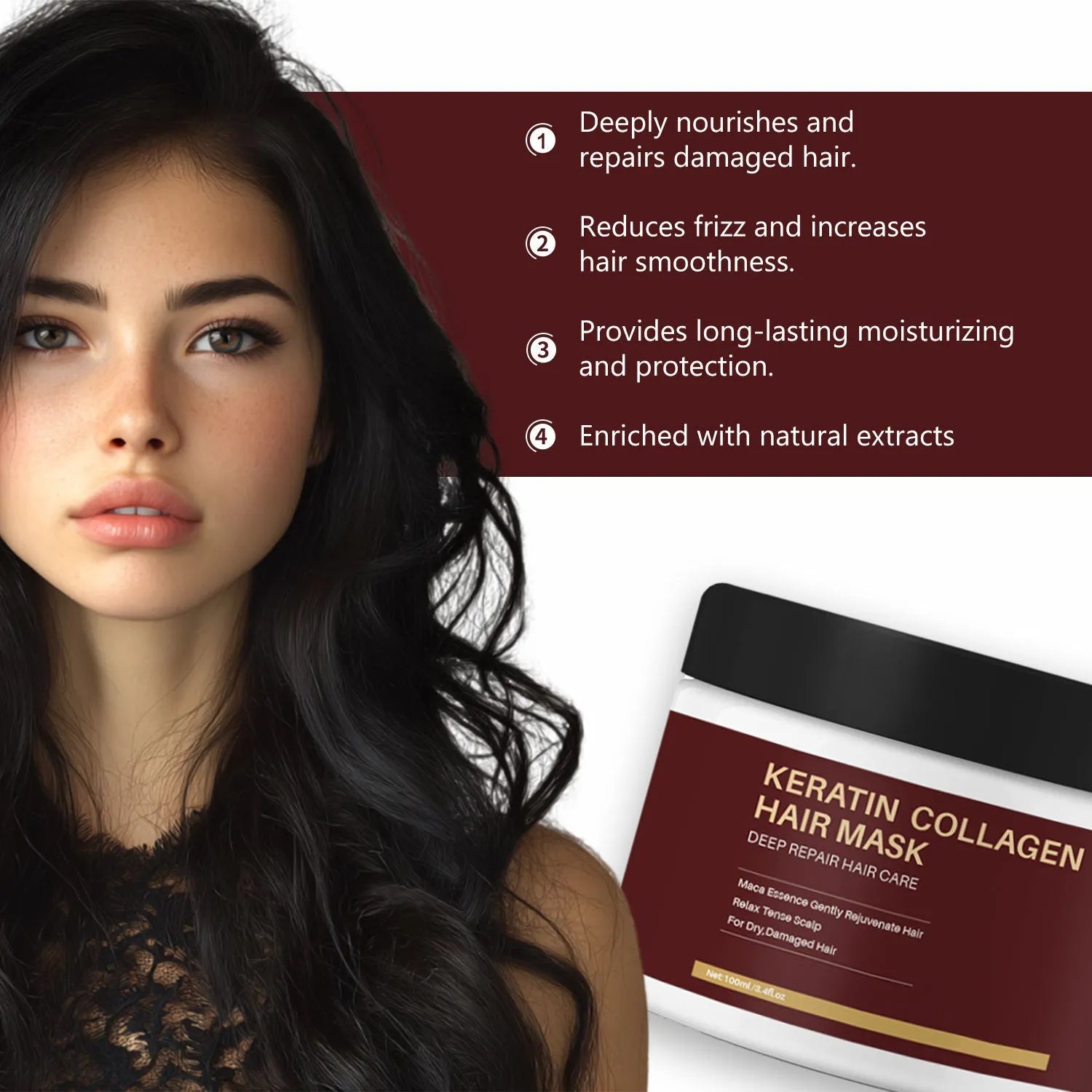 Moisturizing and repairing collagen hair mask 100ml for strengthening damaged hair