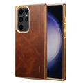Genuine oil wax calfskin phone case for Samsung S23, handmade, blue colour, soft shell design
