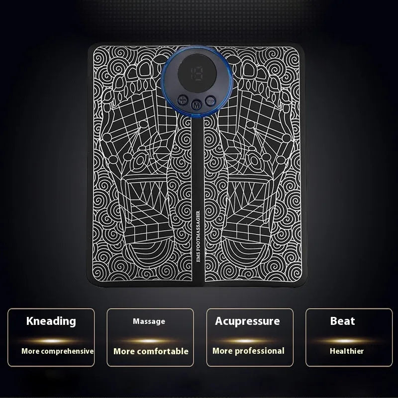 Pulse micro-current intelligent remote control foot massage cushion with LCD display and wireless remote in English style colour