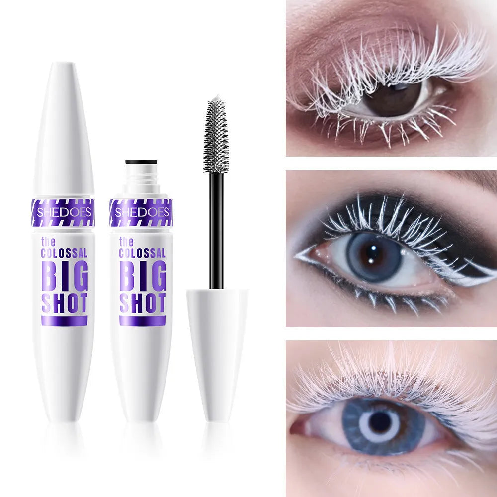 White waterproof mascara tube with 10ML content for curling and shaping lashes