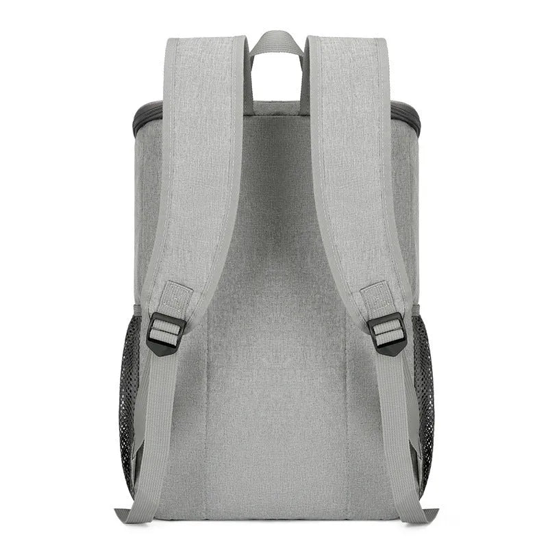 Large capacity Oxford cloth thermal picnic backpack for camping storage, available in black, black red, gray, gray orange