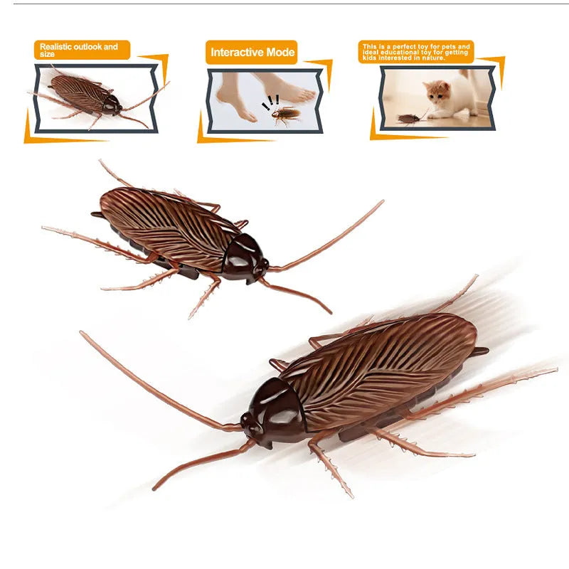 Electric pet toy in the shape of a cockroach with vibration mechanism for realistic crawling movement