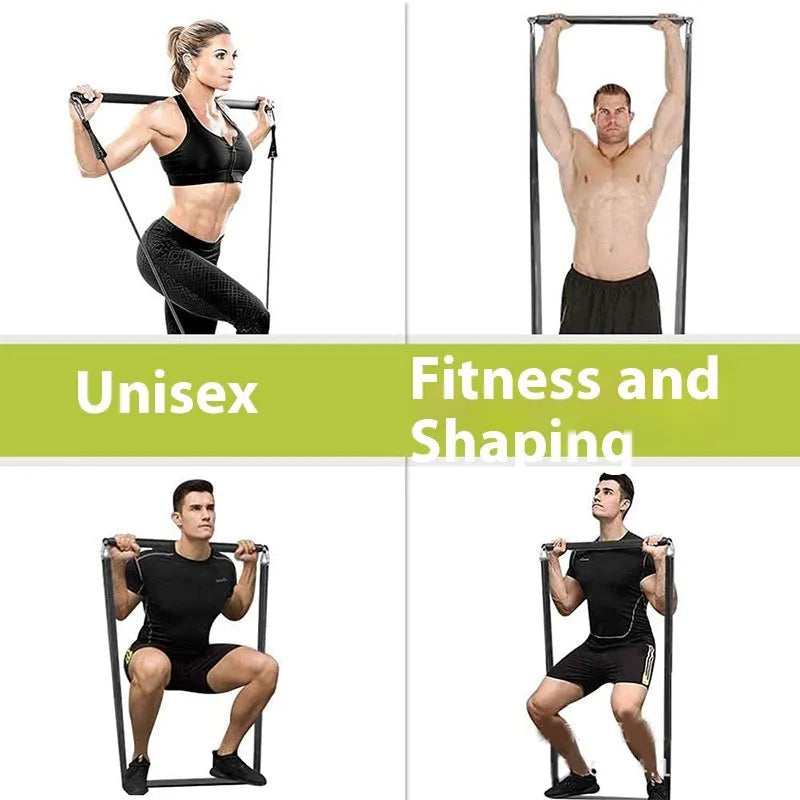 Two-segment push-and-pull rod fitness stick with pulling rope for yoga and Pilates home exercise