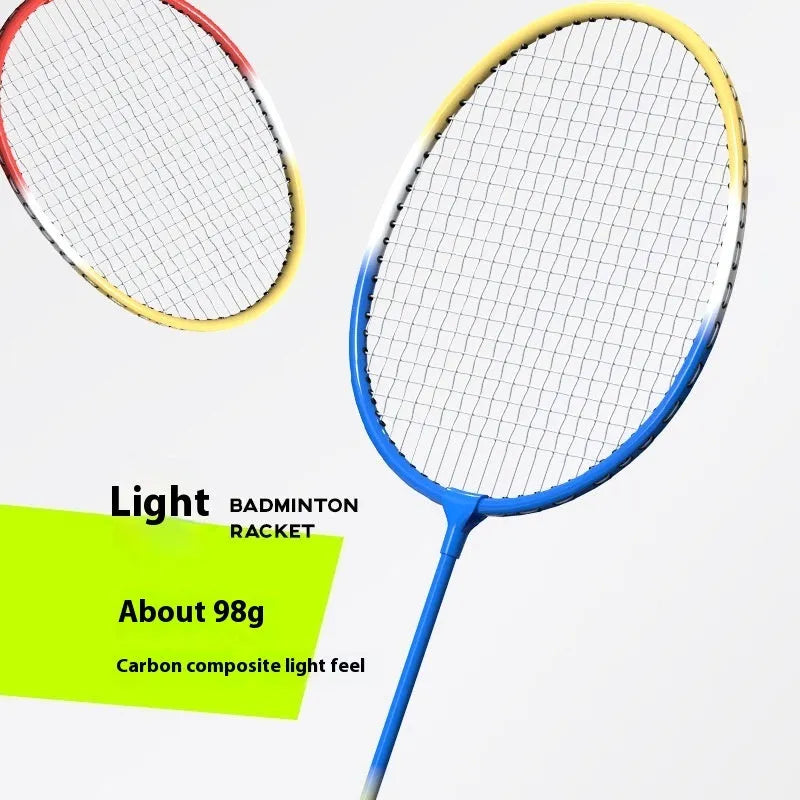 Pair of blue and red alloy badminton rackets with split design for storage