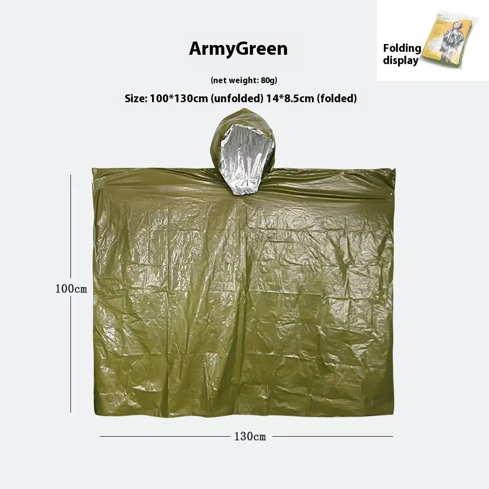 Marathon Wild cross-country multifunctional raincoat in orange or army green colour measuring 100 by 130 centimetres