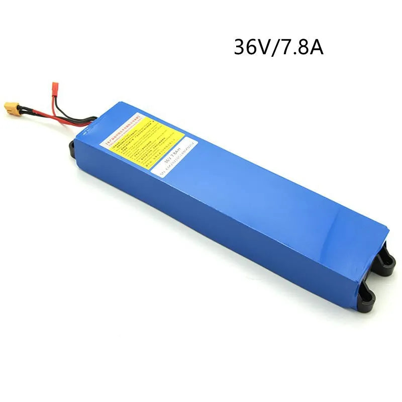 36V lithium battery pack for electric scooters showing three capacity options