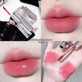 Kakashow double-headed lip glaze in velvet water gloss finish with five colour swatches