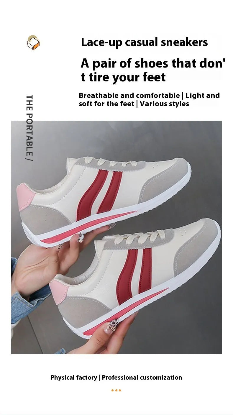 Red and blue lace-up running sneakers with PU mesh upper and rubber soles for leisure wear