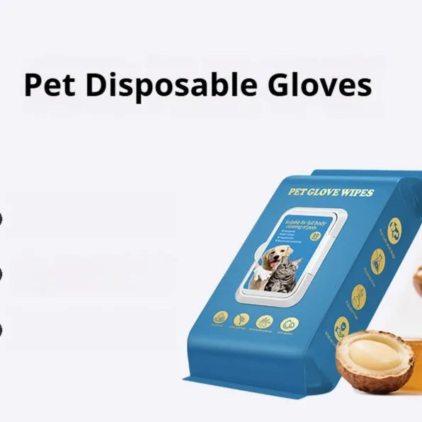 Disposable pet gloves pack for cat and dog bath cleaning with wash-free design