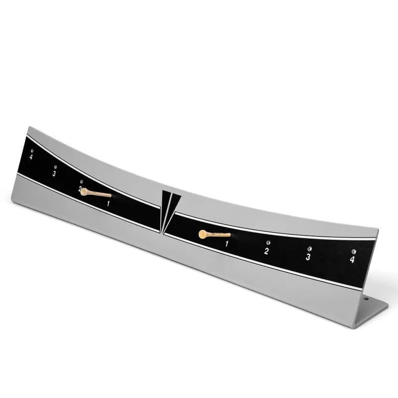 Adjustable golf putter trajectory balance simulator made from white PVC with a push rod balancer