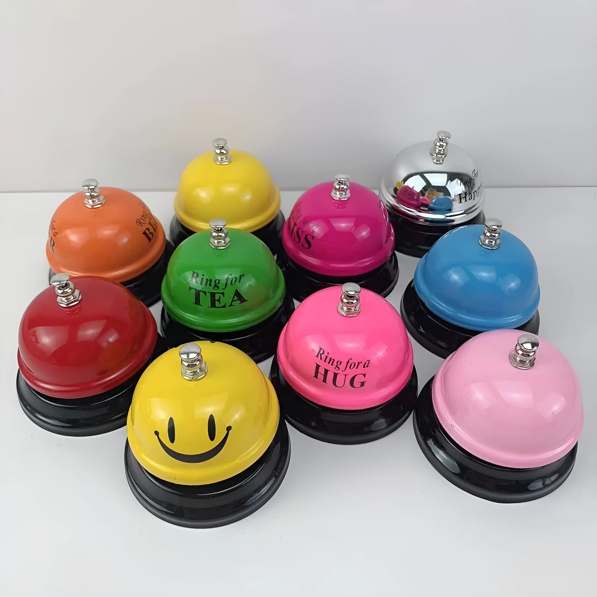 Iron classroom game bell in multiple colour options including red, green, blue, pink, yellow