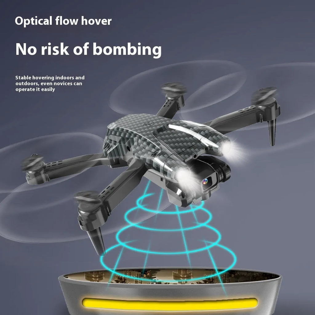 Black S138 carbon fibre folding drone with dual cameras for obstacle avoidance aerial photography