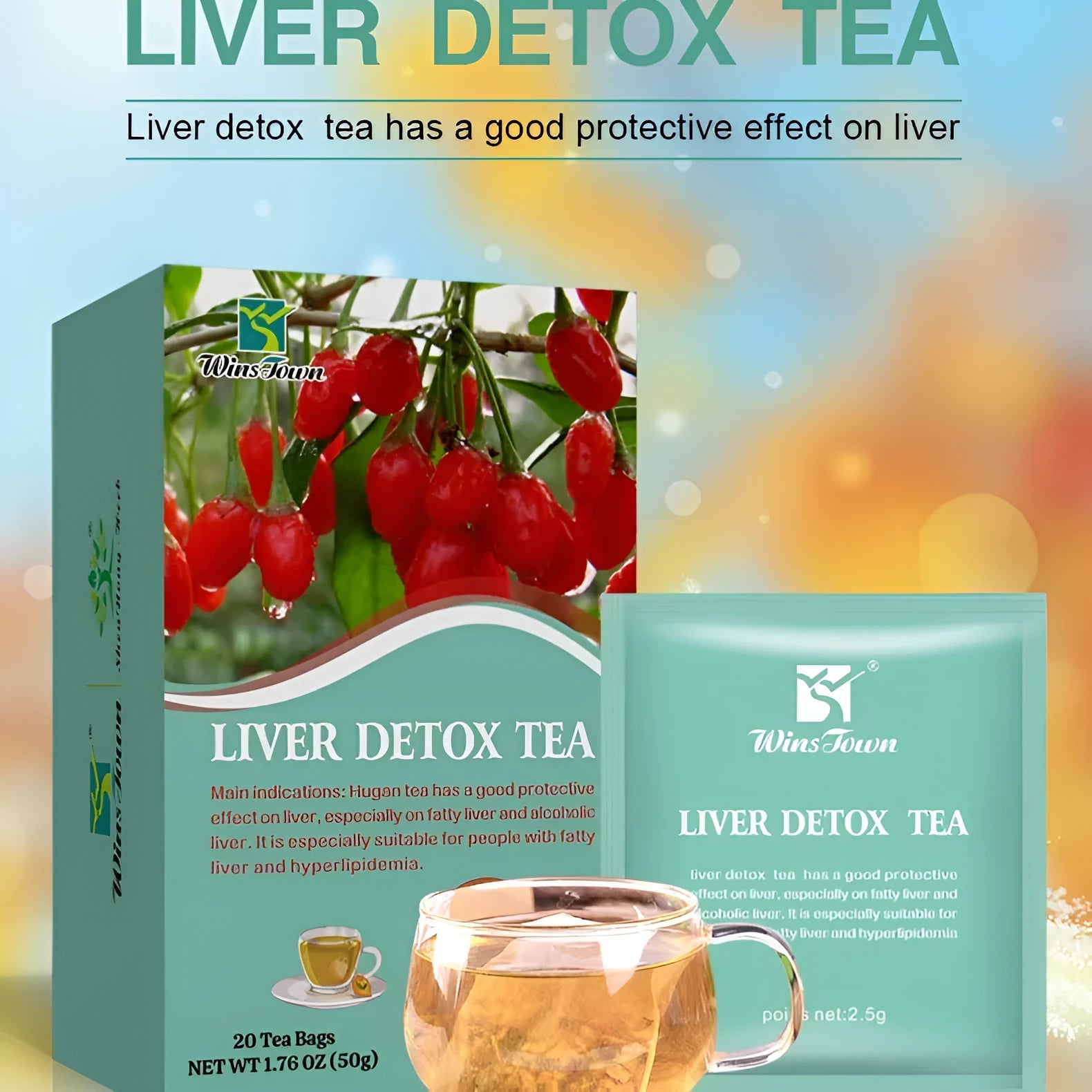 A 50g box of herbal tea substitution blend made from medicinal and edible plants.