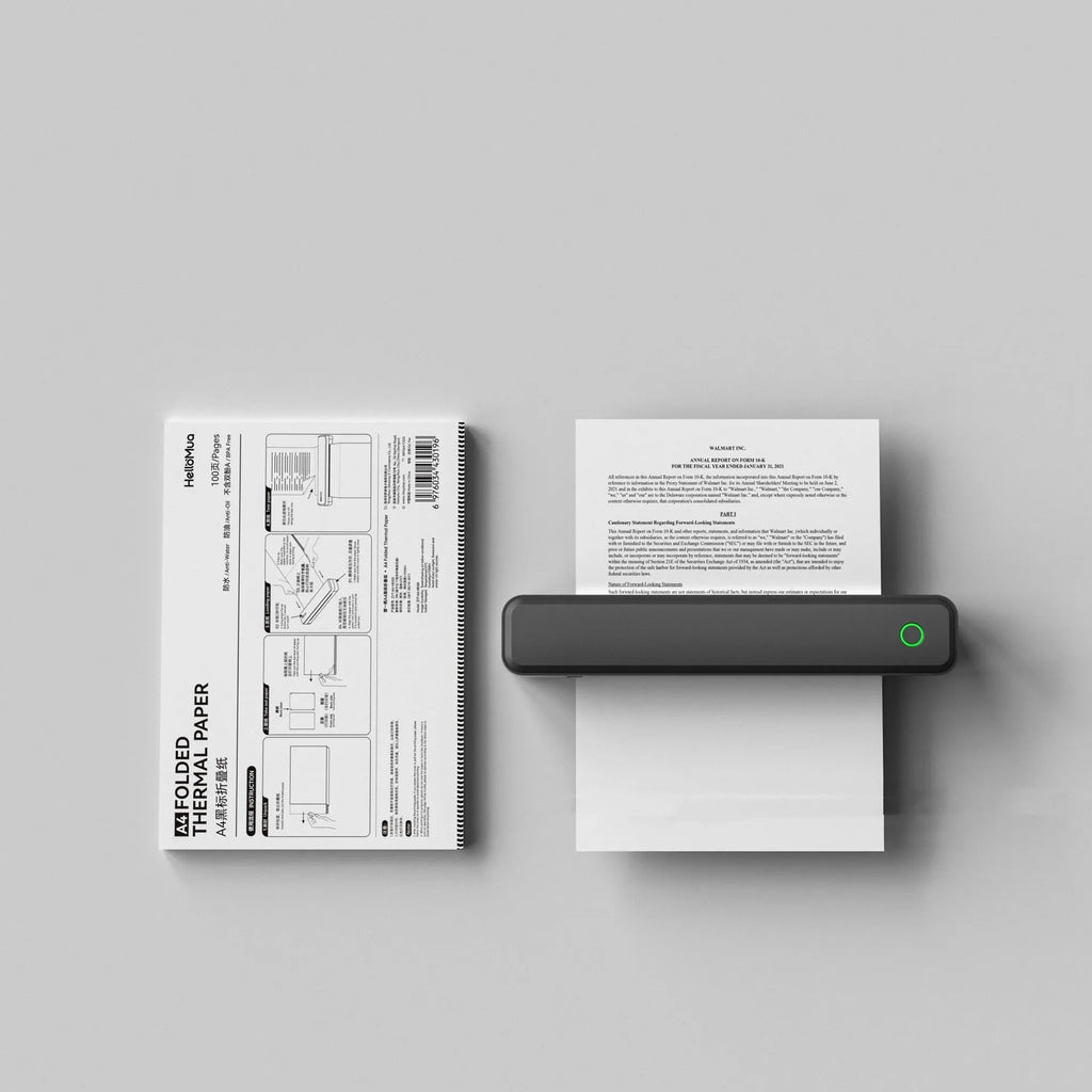 Compact thermal printer with Bluetooth connectivity for mobile devices in black or white colour