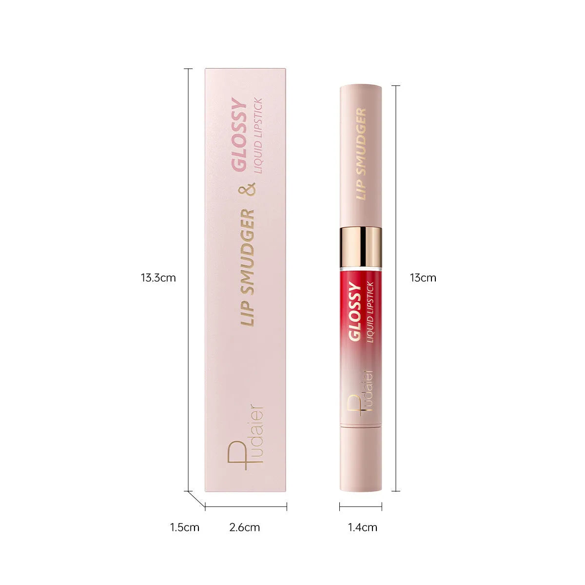 Double-headed lipstick and lip gloss stick showing ten colour options with matte finish
