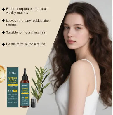 Rosemary hair care essential oil kit showing 100ml bottle, pointed applicator tip, and hair comb