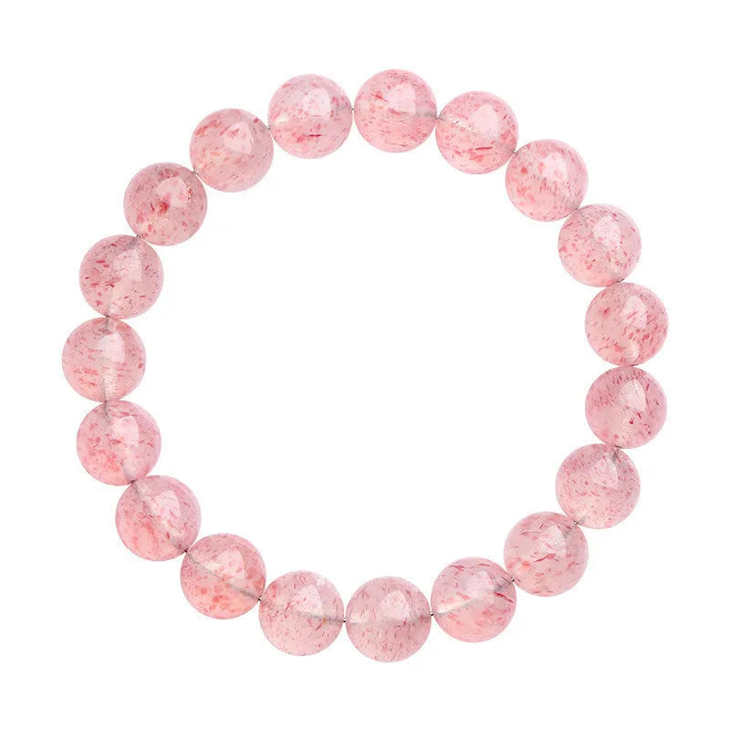 Natural white strawberry quartz crystal bracelet with 10-10.8mm geometric beads