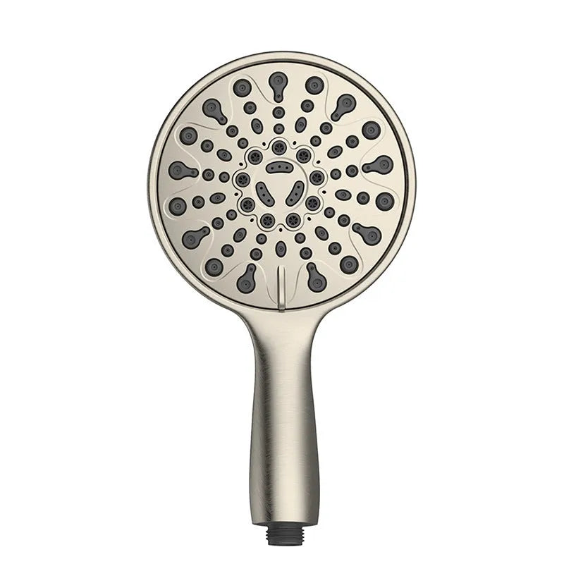 6-inch handheld shower head with six spray settings and electroplated finish