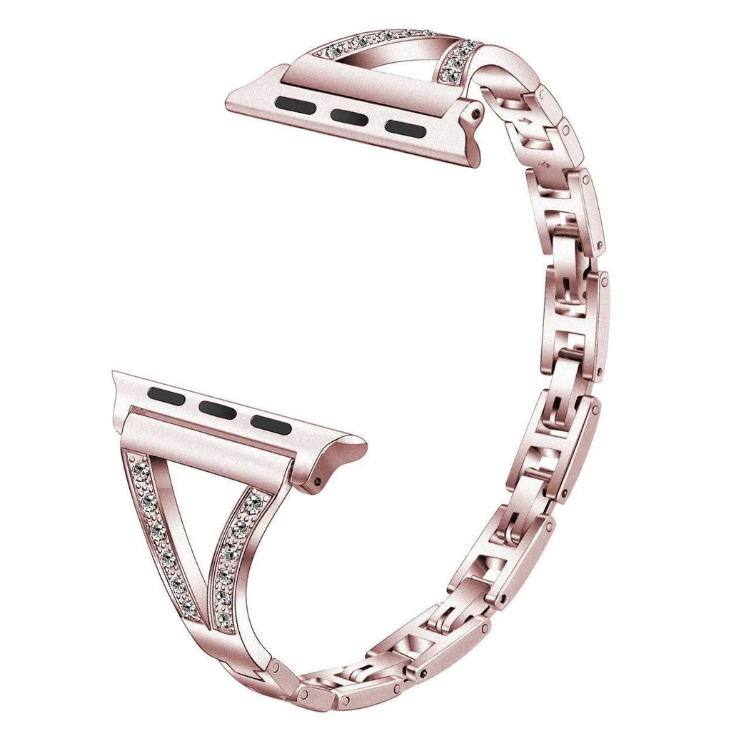Zinc alloy herringbone diamond watch strap in silver for Apple Watch 40mm