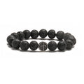 Geometric agate bracelet with volcano colour beads and stainless steel finish