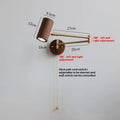 Retro rotating wall lamp with switch, long arm spot light in walnut wood and iron finish