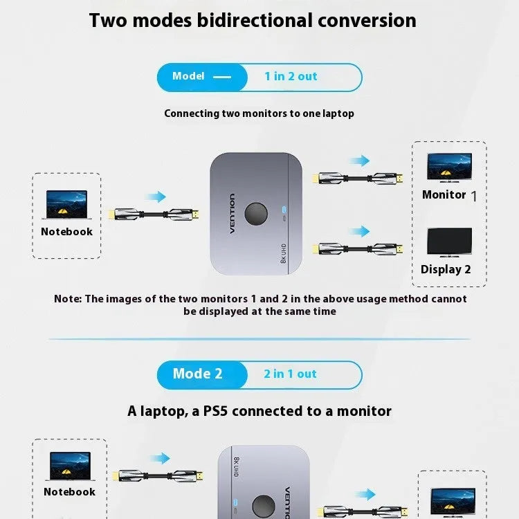 Alloy cable separator HD computer audio video two-way conversion device in Gray colour