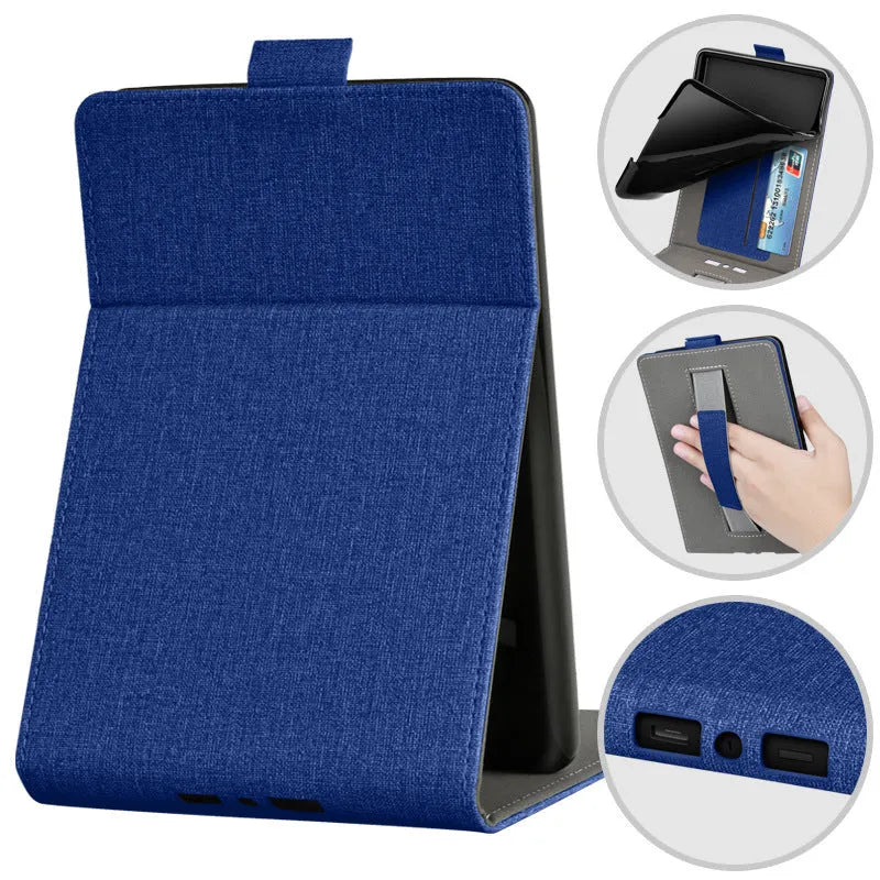 Printed TPU protective case for 6-inch Kindle showing artistic design options and bracket-style construction