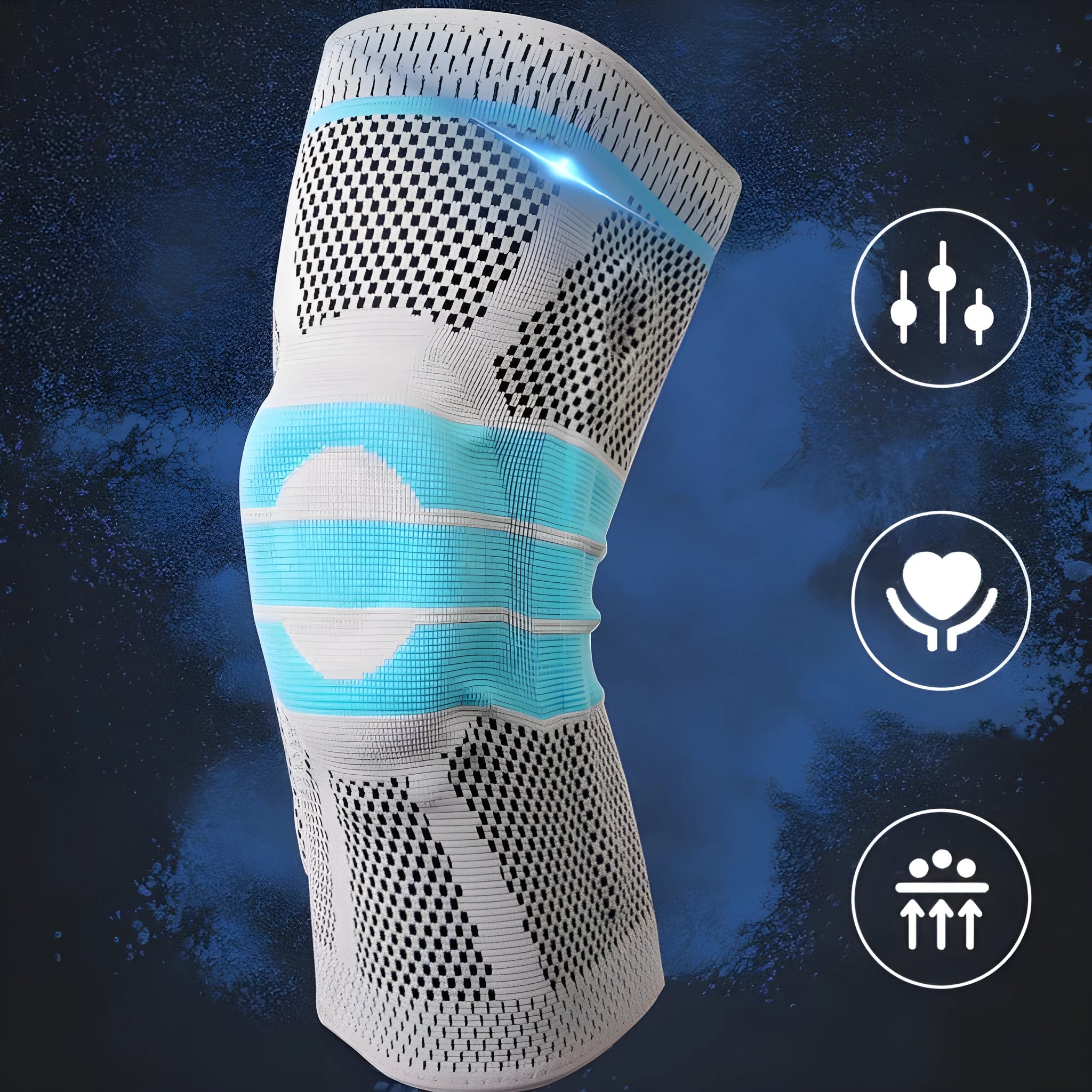Sky blue silicone running basketball knee pad made from elastic fibre.