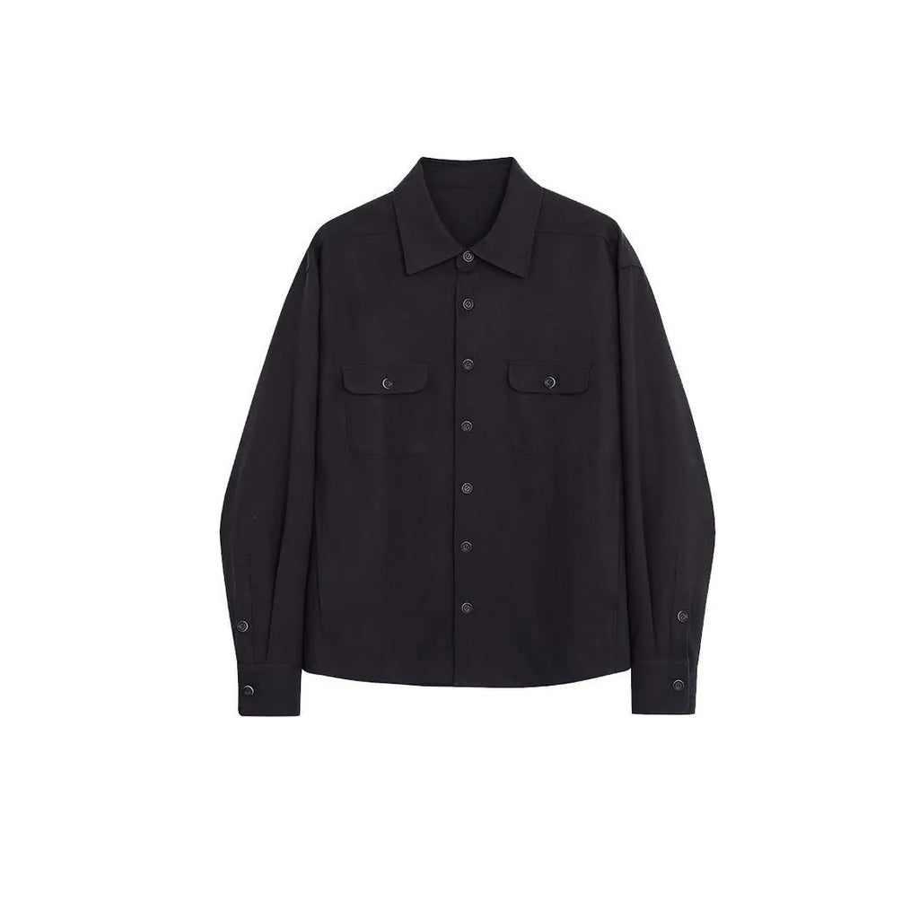 Men's cotton blend shirt with simple lapel in light sand rice or nautilidae colour.