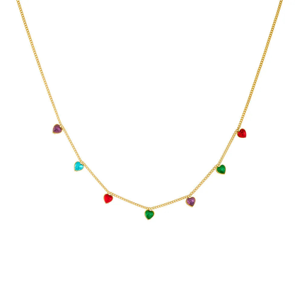 Women's gold-plated stainless steel heart necklace with adjustable chain length
