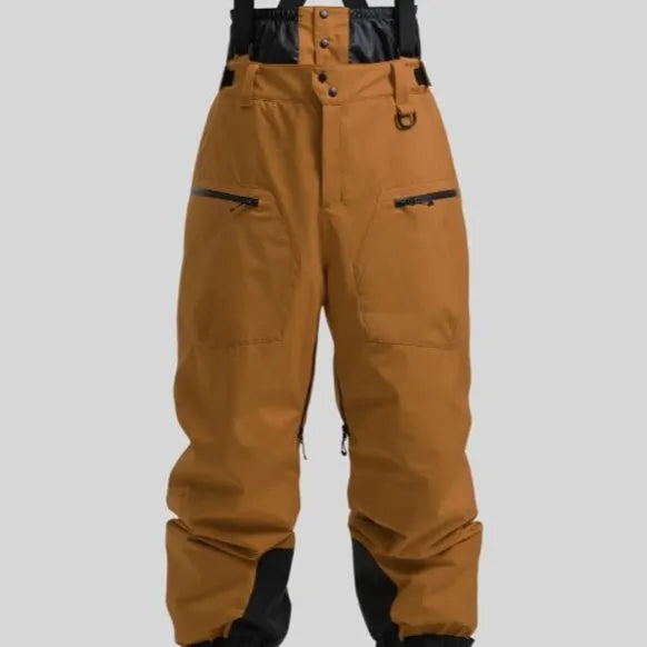 Men's waterproof ski trousers with adjustable strap waistband in black colour