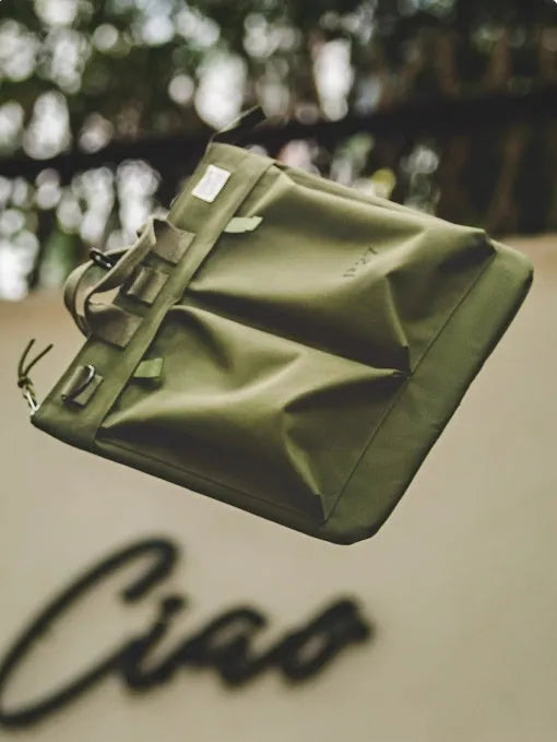Marden Tooling military green canvas crossbody messenger bag with vertical square shape