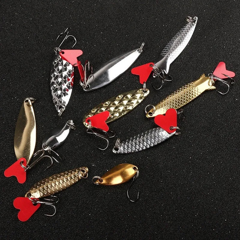 False bait lure pineapple box with metal sequins in gold and silver colours for fishing