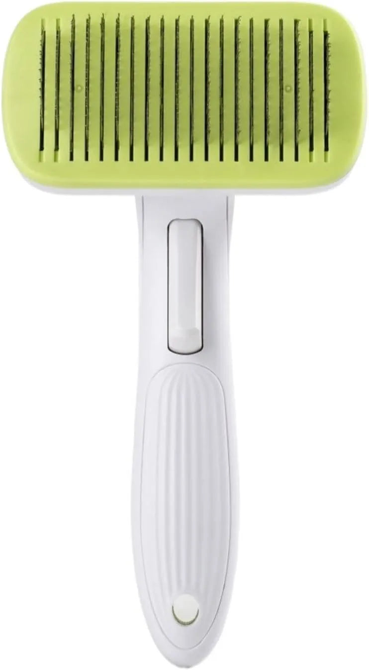 Pet automatic hair removal comb in blue, grey, green, or pink colour options