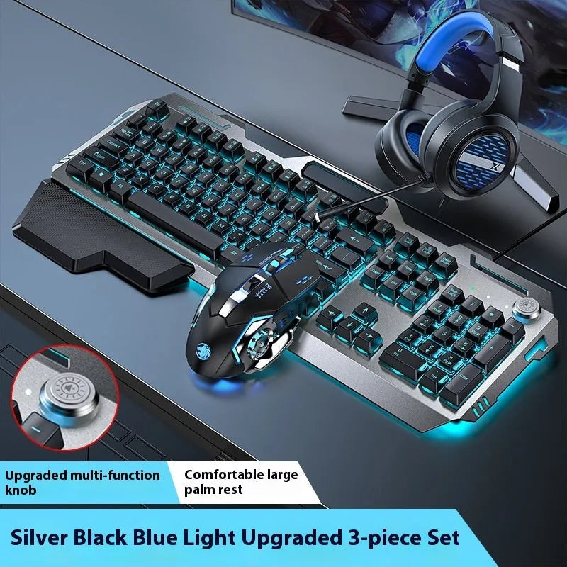 Mechanical keyboard with aluminium alloy frame, volume knob, rainbow backlight, full-size layout