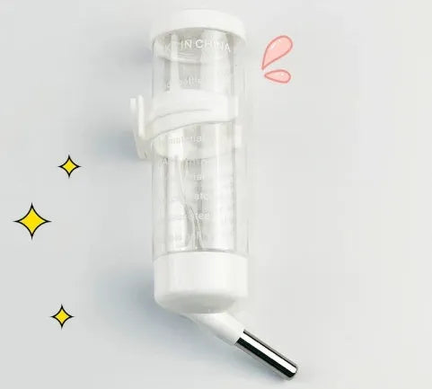 Plastic pet water feeder with glass tube in green, capacity 125 ml