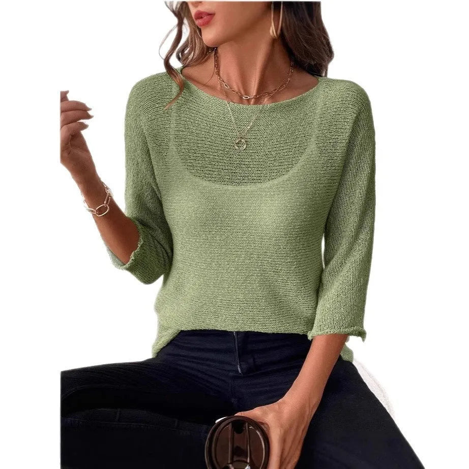 Women's thin knitted off-shoulder overall with 3D pattern in multiple colour options