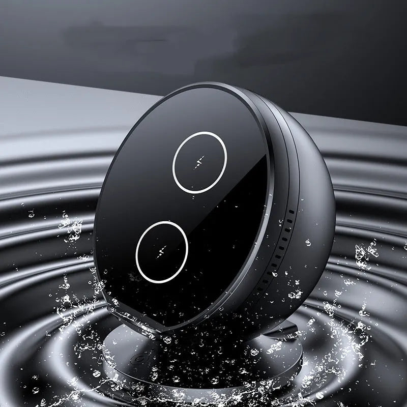 XC-11 model wireless charging phone holder with Bluetooth speaker in black, blue, pink, or white