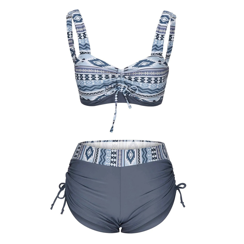 Women's bikini split swimsuit without steel belt or chest pad in picture colour, available in sizes S to 2XL