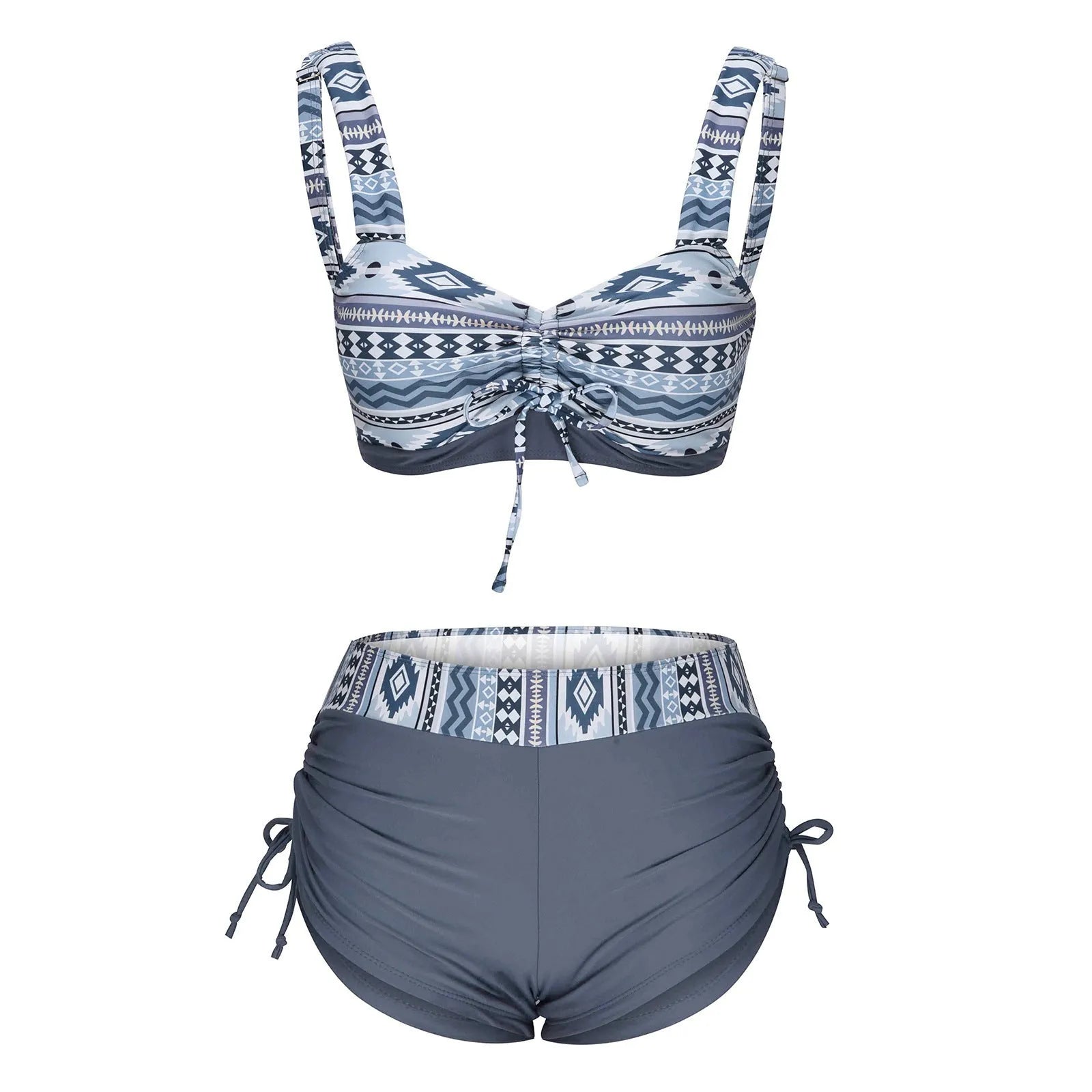 Women's bikini split swimsuit without steel belt or chest pad in picture colour, available in sizes S to 2XL